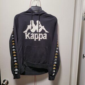 Kappa black sweater with white logo, white & gold on sleeves size M